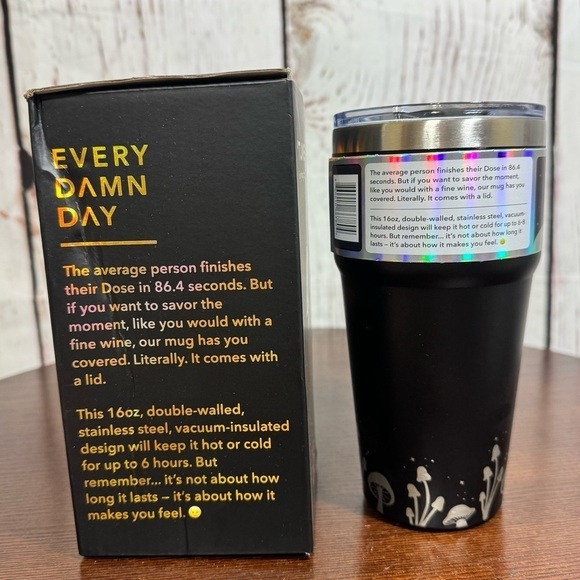 Everyday Dose 16 oz double walled stainless steel vacuum insulated Black Tumbler - Picture 5 of 13